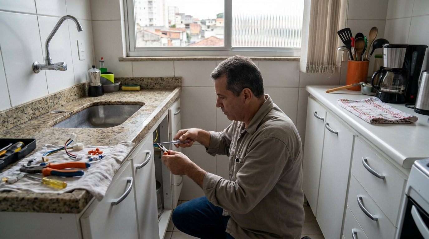 Eletricista instalando torneira eletrica em Feira de Santana‑BA